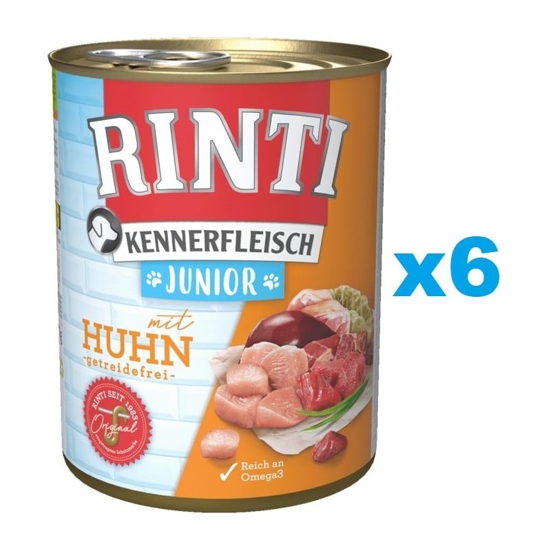 RINTI Kennerfleisch Junior 6x800g mit Huhn für Welpen