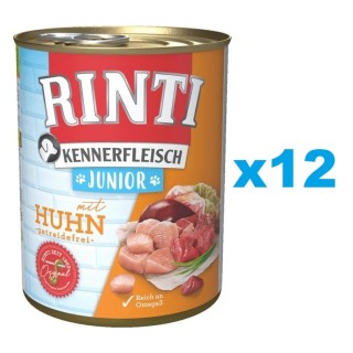 RINTI Kennerfleisch Junior 12x800g mit Huhn für Welpen