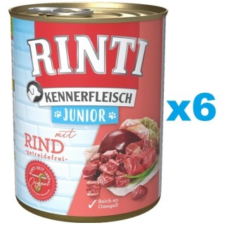 RINTI Kennerfleisch Junior 6x800g mit Rindfleisch für Welpen