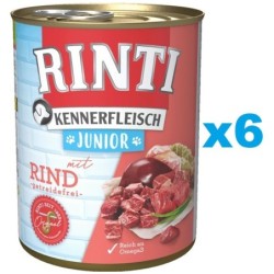 RINTI Kennerfleisch Junior 6x800g mit Rindfleisch für Welpen