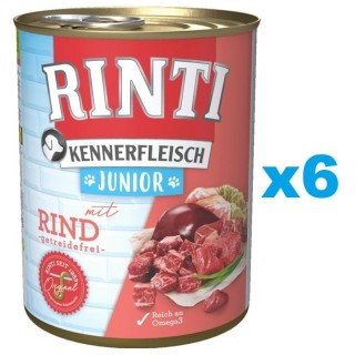 RINTI Kennerfleisch Junior 6x400g mit Rindfleisch für Welpen