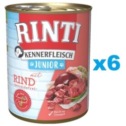 RINTI Kennerfleisch Junior 6x400g mit Rindfleisch für Welpen