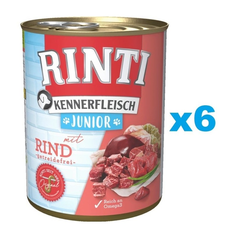 RINTI Kennerfleisch Junior 6x400g mit Rindfleisch für Welpen