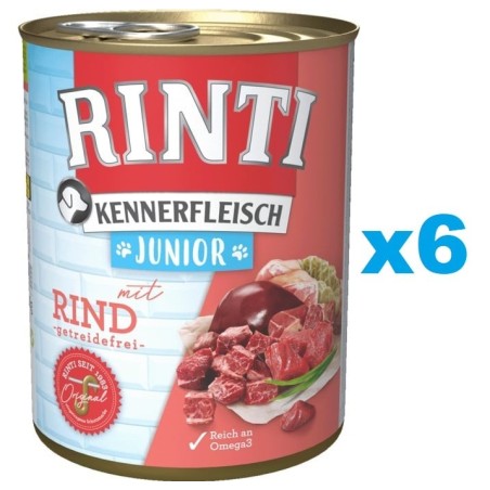 RINTI Kennerfleisch Junior 6x400g mit Rindfleisch für Welpen
