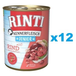 RINTI Kennerfleisch Junior 12x400g mit Rindfleisch für Welpen
