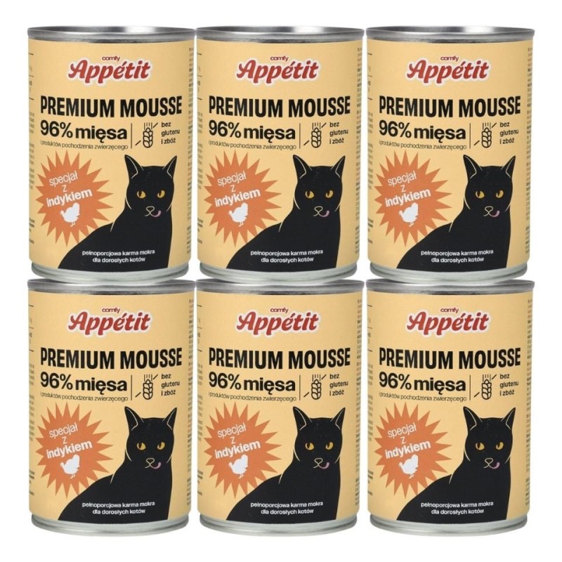 COMFY APPETIT PREMIUM Mousse mit Truthahn für Katzen 6x 400 g