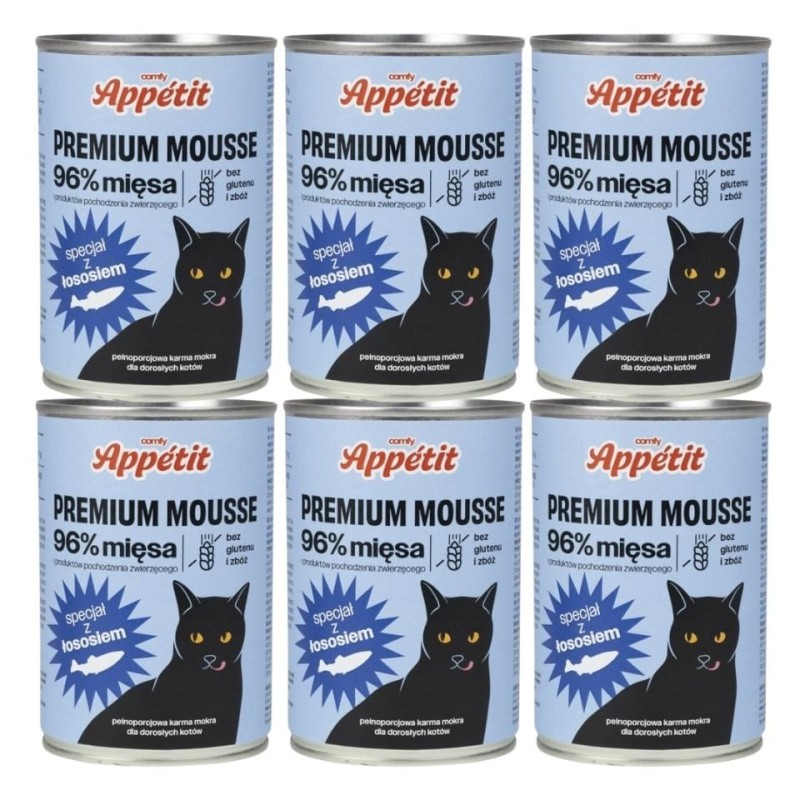 COMFY PREMIUM Mousse mit Lachs für Katzen 6x 400 g
