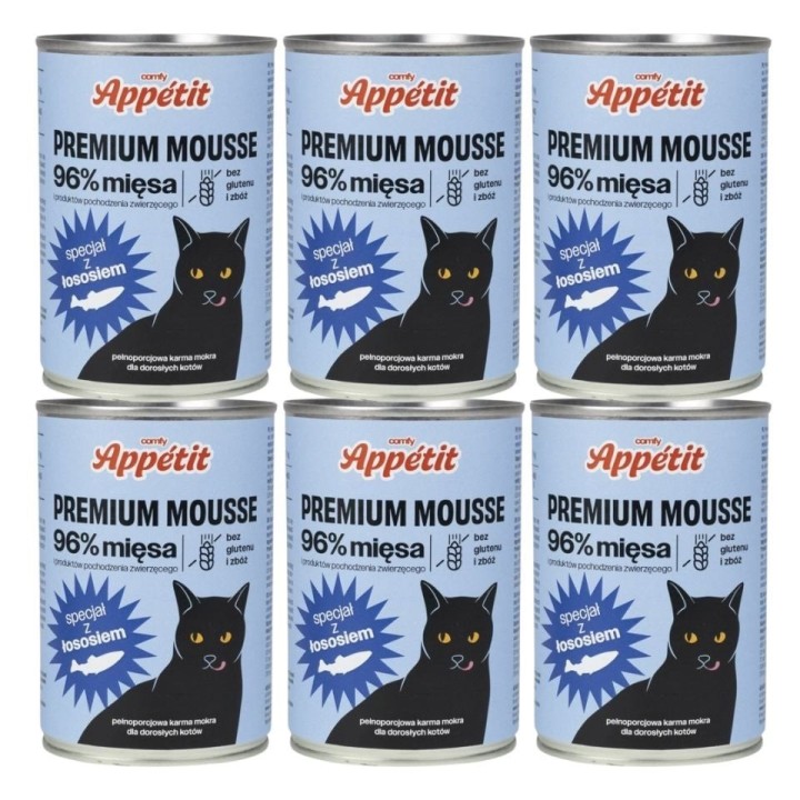 COMFY PREMIUM Mousse mit Lachs für Katzen 6x 400 g