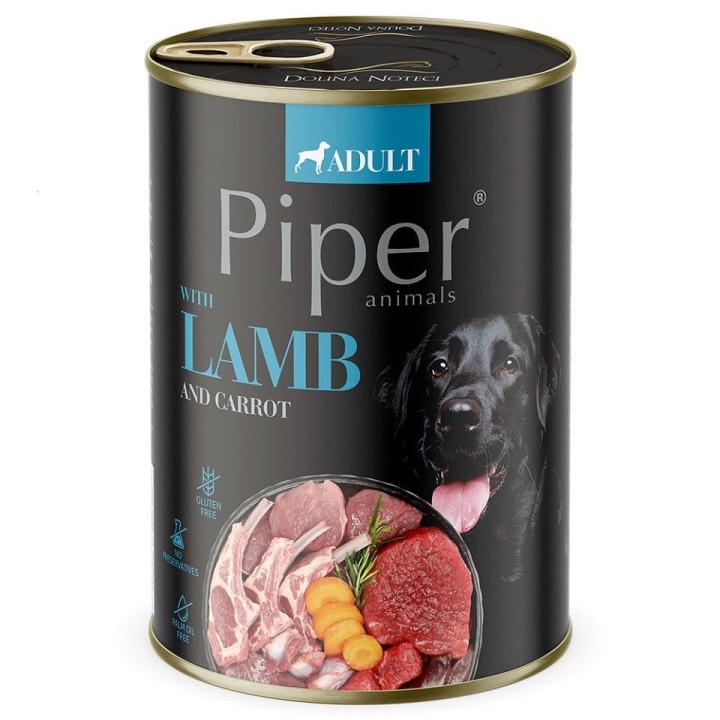 PIPER Nassfutter mit Lammfleisch und Karotten für Hunde 400 g
