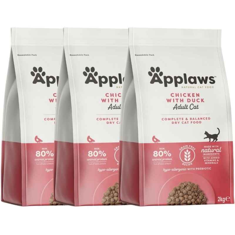 APPLAWS Cat Adult Chicken with Extra Duck 6 kg (3x2 kg) Huhn und Ente für Katzen