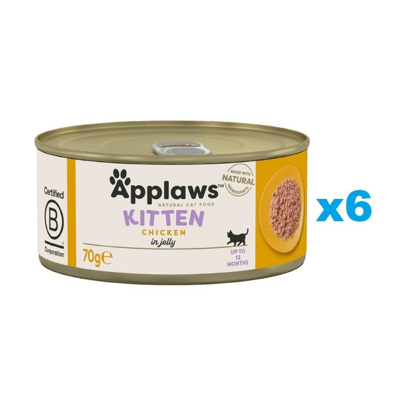 APPLAWS Kitten Chicken Breast Nassfutter für Kätzchen Huhn in Gelee 6x70 g