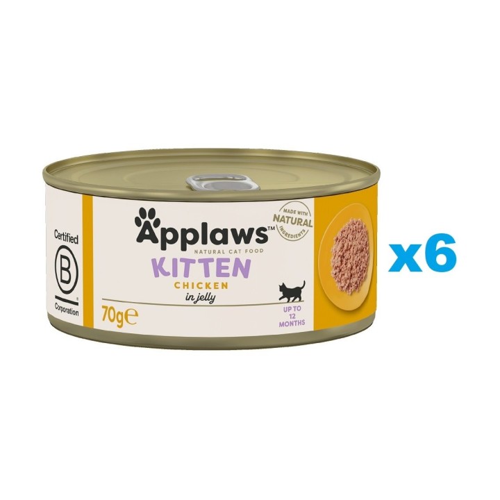 APPLAWS Kitten Chicken Breast Nassfutter für Kätzchen Huhn in Gelee 6x70 g