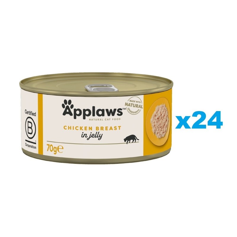 APPLAWS Kitten Chicken Breast Nassfutter für Kätzchen, Huhn in Gelee, 24 x 70 g