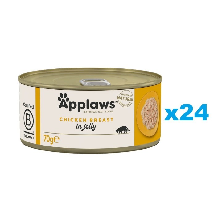 APPLAWS Kitten Chicken Breast Nassfutter für Kätzchen, Huhn in Gelee, 24 x 70 g