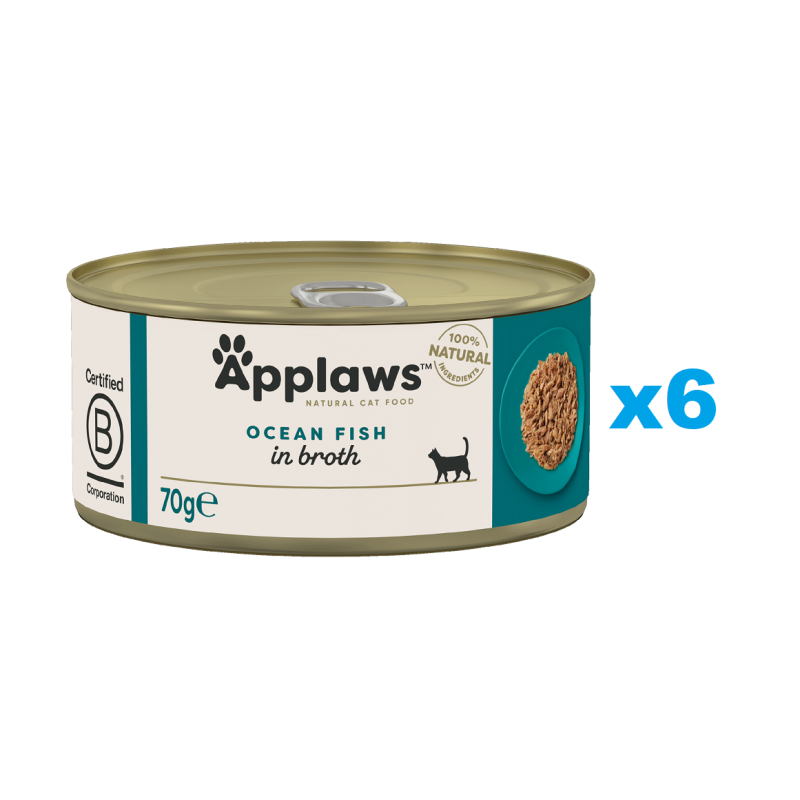 APPLAWS Cat Adult Ocean Fish in Broth Meeresyamswurzel in Brühe 6x70 g