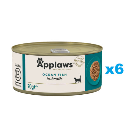 APPLAWS Cat Adult Ocean Fish in Broth Meeresyamswurzel in Brühe 6x70 g