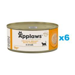 APPLAWS Cat Adult Chicken Breast with Cheese in Broth Hähnchenbrust mit Käse in Brühe 6x156 g