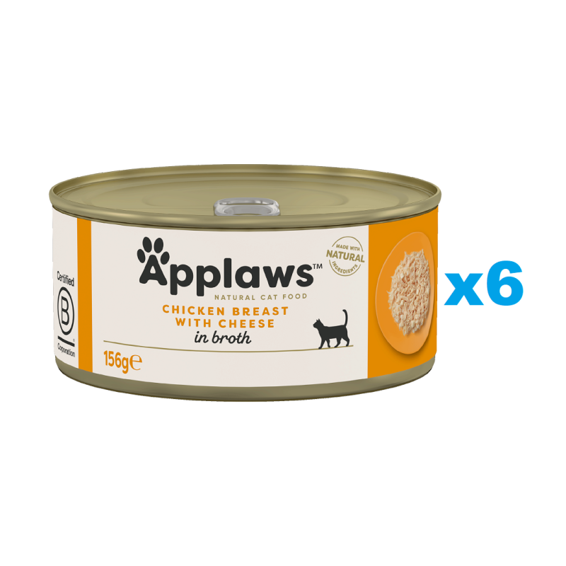 APPLAWS Cat Adult Chicken Breast with Cheese in Broth Hähnchenbrust mit Käse in Brühe 6x156 g