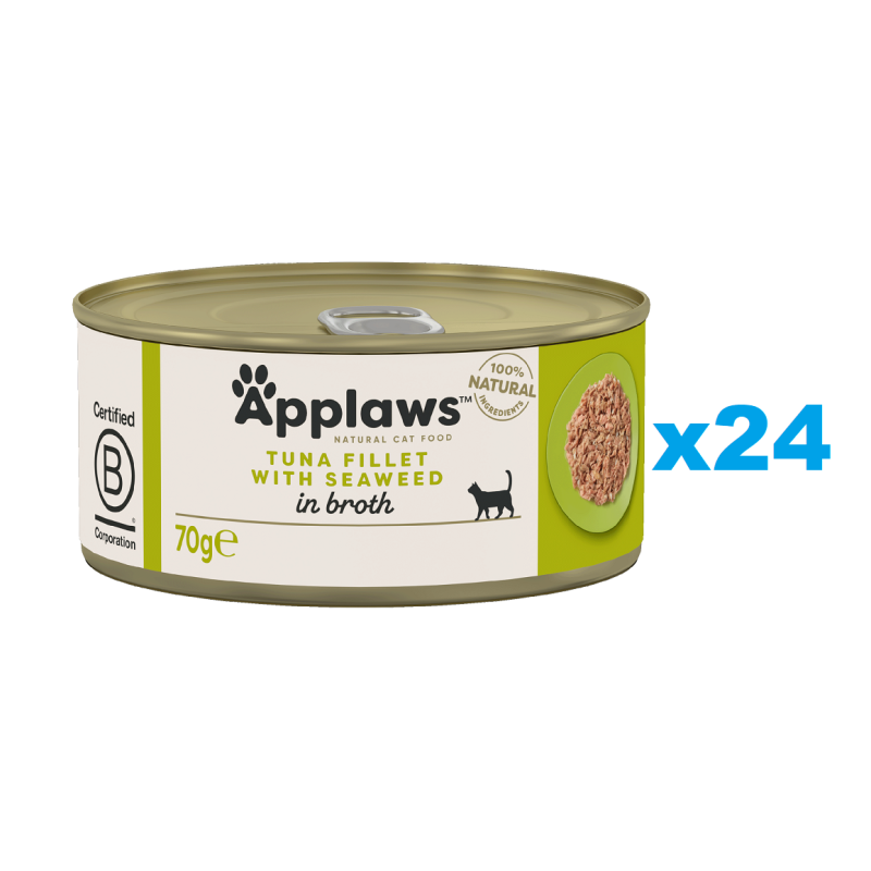 APPLAWS Cat Adult Tuna with Seaweed in Broth Thunfisch mit Algen in Brühe 24x 70 g