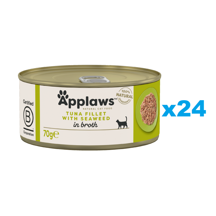 APPLAWS Cat Adult Tuna with Seaweed in Broth Thunfisch mit Algen in Brühe 24x 70 g