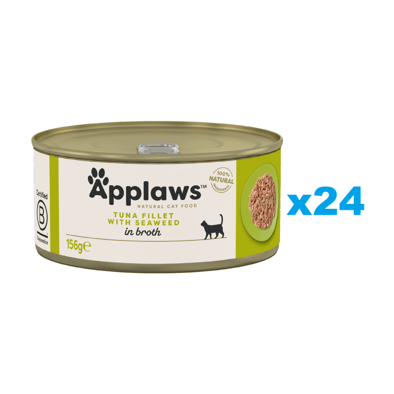 APPLAWS Cat Adult Tuna with Seaweed in Broth Thunfisch mit Algen in Brühe 24x 156 g