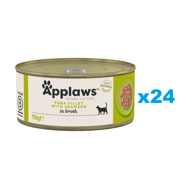 APPLAWS Cat Adult Tuna with Seaweed in Broth Thunfisch mit Algen in Brühe 24x 156 g