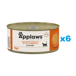 APPLAWS Cat Adult Chicken Breast with Pumpkin in Broth Hähnchenbrust und Kürbis in Brühe 6x 156g