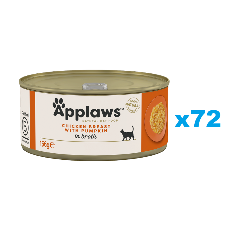 APPLAWS Cat Adult Chicken Breast with Pumpkin in Broth Hähnchenbrust und Kürbis in Brühe 72x156 g