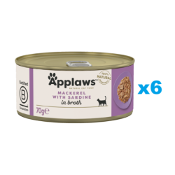 APPLAWS Cat Adult Mackerel with Sardine in Broth Makrele und Sardine in Brühe 6x70 g