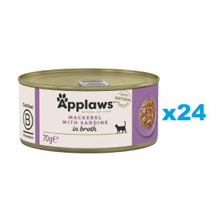 APPLAWS Cat Adult Mackerel with Sardine in Broth Makrele und Sardine in Brühe 24x70 g