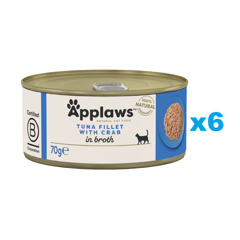 APPLAWS Cat Adult Tuna with Crab in Broth Thunfisch und Krabben in Brühe 6x70 g