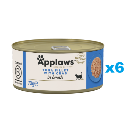APPLAWS Cat Adult Tuna with Crab in Broth Thunfisch und Krabben in Brühe 6x70 g