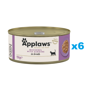 APPLAWS Cat Adult Mackerel with Sardine in Broth Makrele und Sardine in Brühe 6x156 g