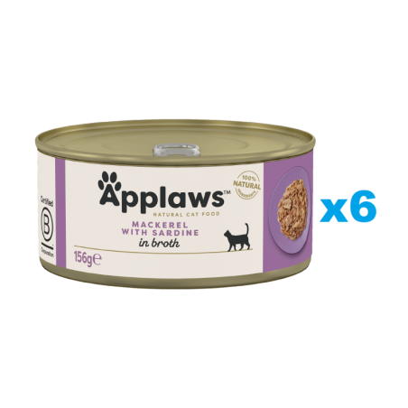 APPLAWS Cat Adult Mackerel with Sardine in Broth Makrele und Sardine in Brühe 6x156 g