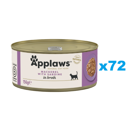APPLAWS Cat Adult Mackerel with Sardine in Broth Makrele und Sardine in Brühe 72x 156 g