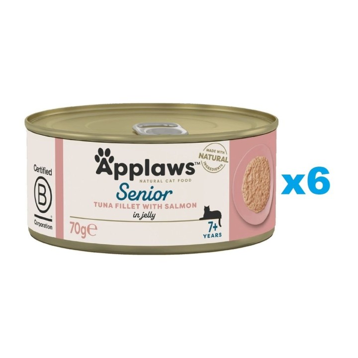 APPLAWS Cat Senior Thunfisch mit Lachs in Gelee für Senioren 6x70g