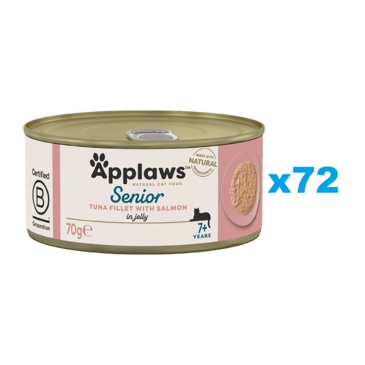 APPLAWS Cat Senior Thunfisch mit Lachs in Gelee für Senioren 72x 70g