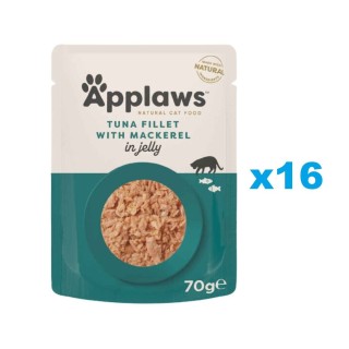 APPLAWS Cat Adult Pouch Thunfischfilet mit Makrele in Gelee 16x 70 g
