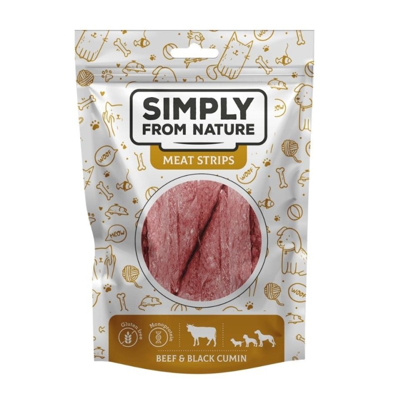 SIMPLY FROM NATURE Meat Strips Streifen mit Rindfleisch und Schwarzkümmel für Hunde 80 g
