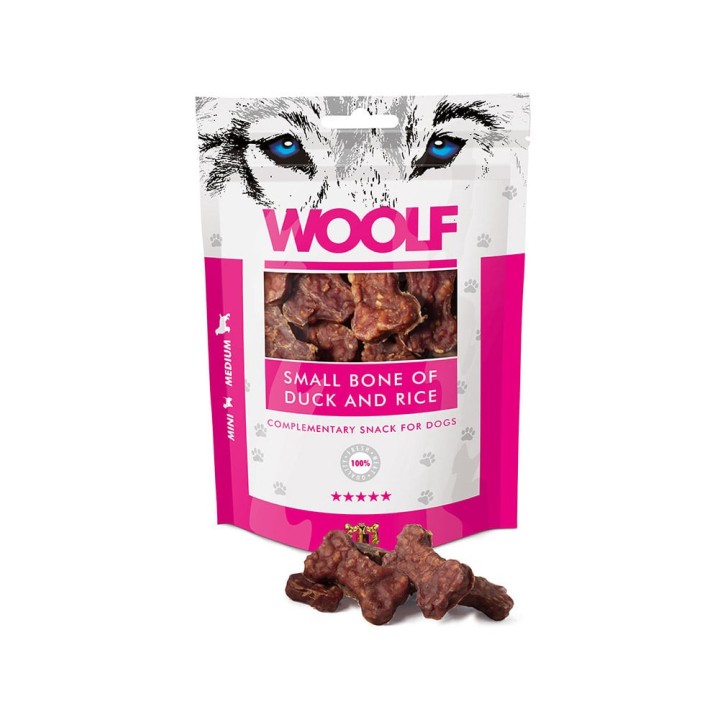 WOOLF Small Bone Of Duck And Rice 100g kleine Würfel mit Ente und Reis