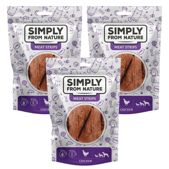 SIMPLY FROM NATURE Meat Strips Huhn für Hunde 3x80 g