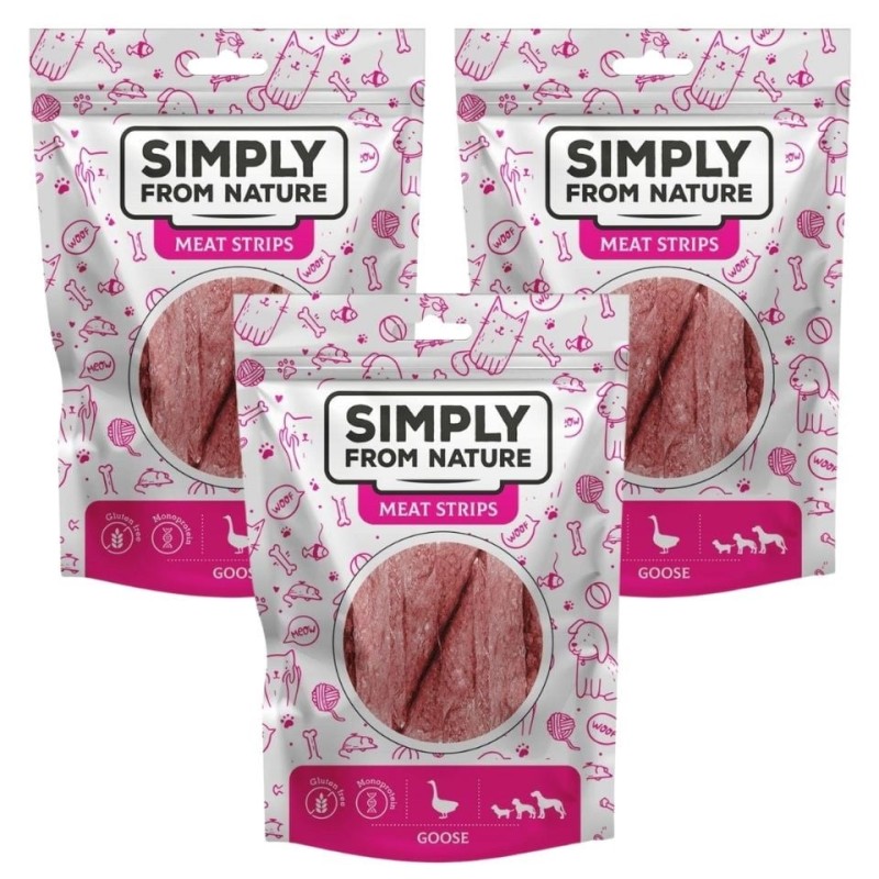 SIMPLY FROM NATURE Meat Strips Gans für Hunde 3x80 g