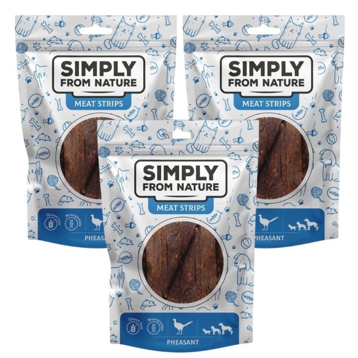 SIMPLY FROM NATURE Meat Strips Fasan für Hunde 3x80 g