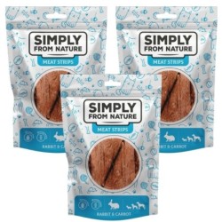 SIMPLY FROM NATURE Meat Strips Kaninchen und Karotte für Hunde 3x80 g