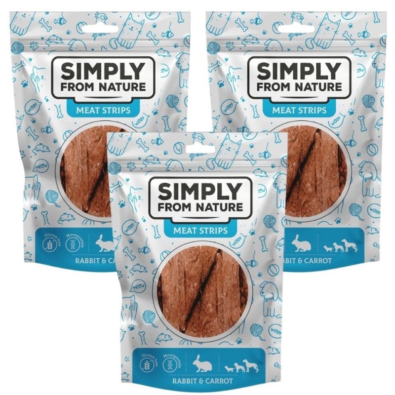 SIMPLY FROM NATURE Meat Strips Kaninchen und Karotte für Hunde 3x80 g