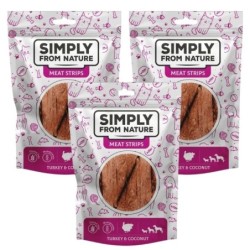SIMPLY FROM NATURE Meat Strips Fleischstreifen mit Truthahn und Kokosnuss für Hunde 3 x 80 g