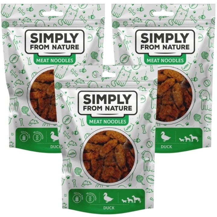SIMPLY FROM NATURE Meat Noodles Entenknödel für Hunde 3x80 g