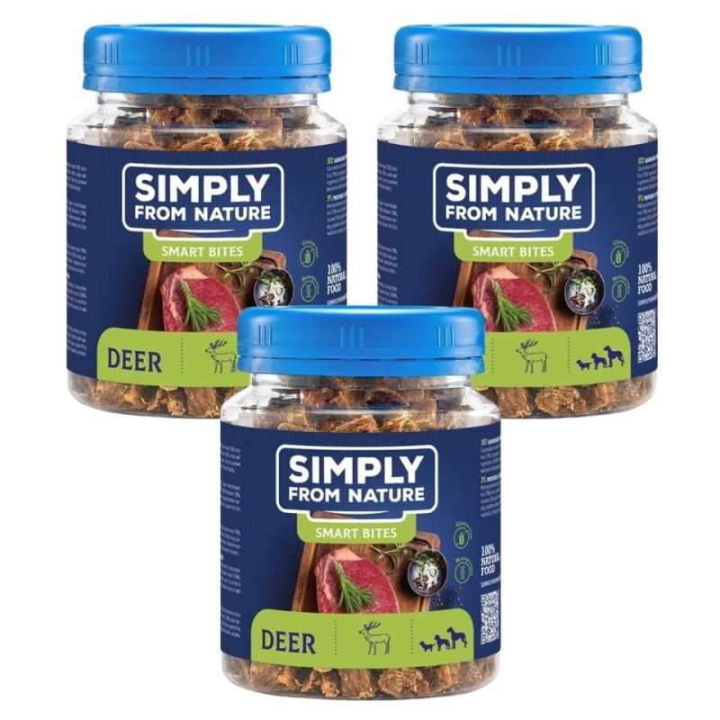 SIMPLY FROM NATURE Smart Bites Hirsch für Hunde 3x130 g