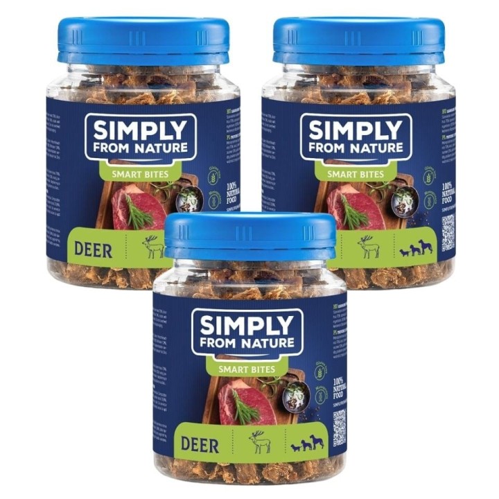 SIMPLY FROM NATURE Smart Bites Hirsch für Hunde 3x130 g