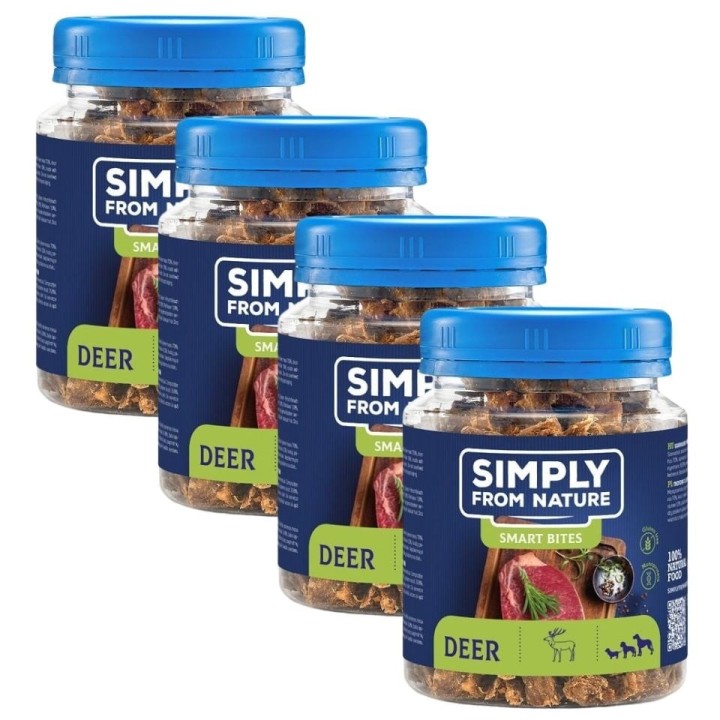 SIMPLY FROM NATURE Smart Bites Hirsch für Hunde 4x130 g